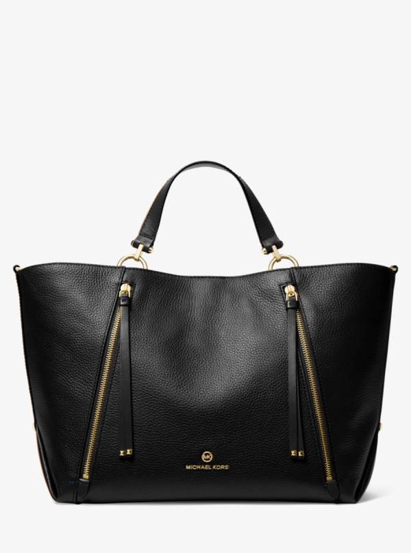 Damske Prenosná Taška Michael Kors Brooklyn Large Pebbled Leather Čierne - Kabelky Michael Kors Obchod | RSKOC-9217
